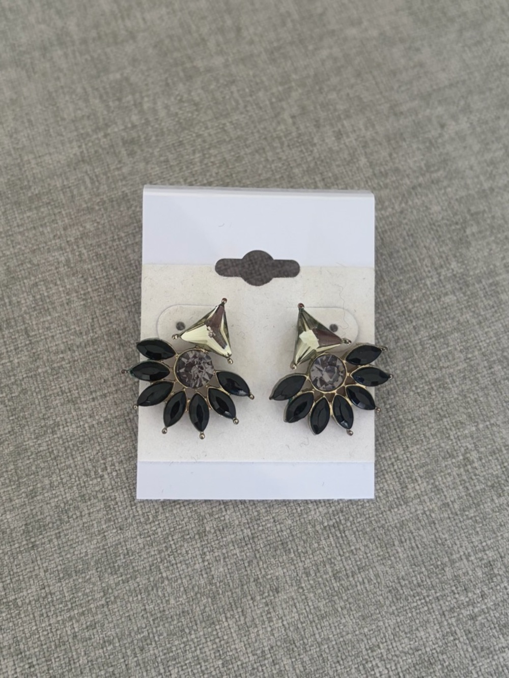 Black and Silver Crystal Floral Drop Earrings